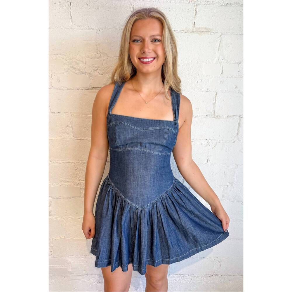 NEW ADELINE city mid wash mini dress in denim